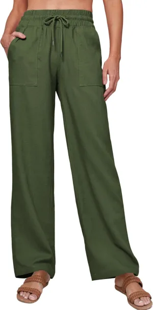 Tanming Womens Linen Pants Summer Casual Drawstring High Waisted Cotton Pants Beach Pants with Pockets