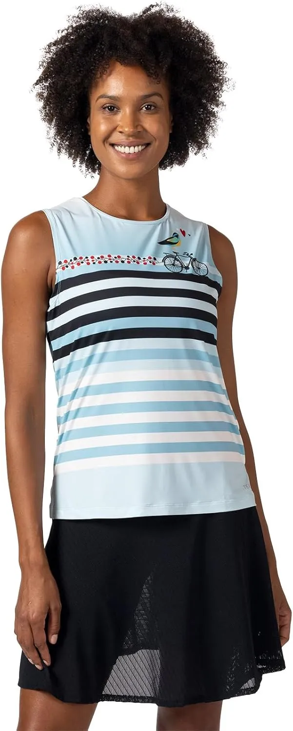 Terry Cycling Jersey Womens Soleil Split Tank Top for Women, UPF 50   Sleeveless Bike Jersey Summer Top