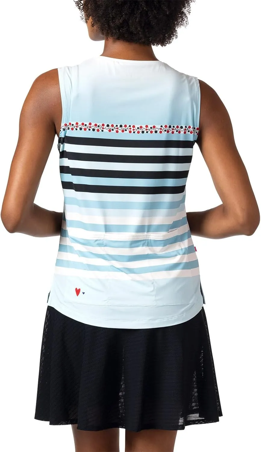 Terry Cycling Jersey Womens Soleil Split Tank Top for Women, UPF 50   Sleeveless Bike Jersey Summer Top