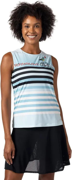 Terry Cycling Jersey Womens Soleil Split Tank Top for Women, UPF 50   Sleeveless Bike Jersey Summer Top