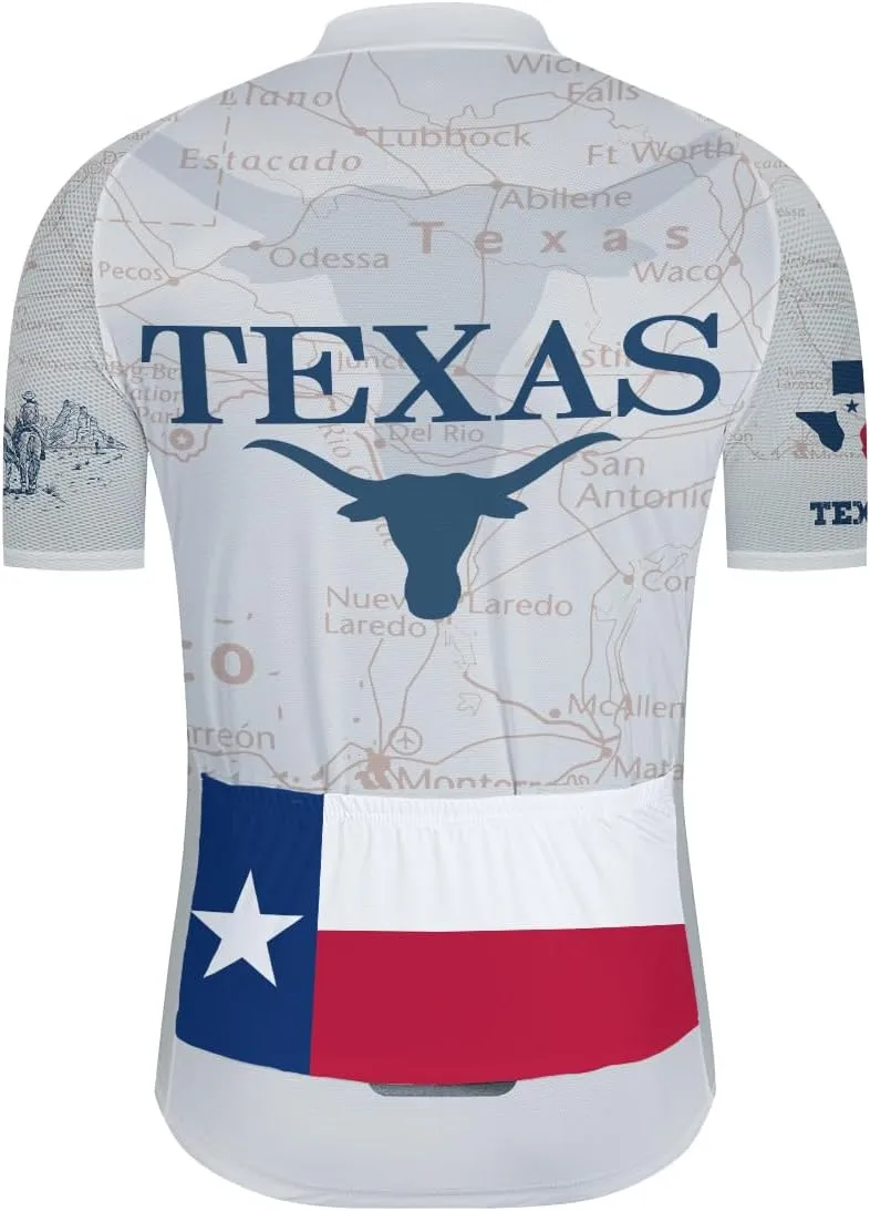Texas Cycling Jersey Men's Texas State Cycling Shirt Flag Bike Short Sleeve Road Biking Wear Bicycle Shirt