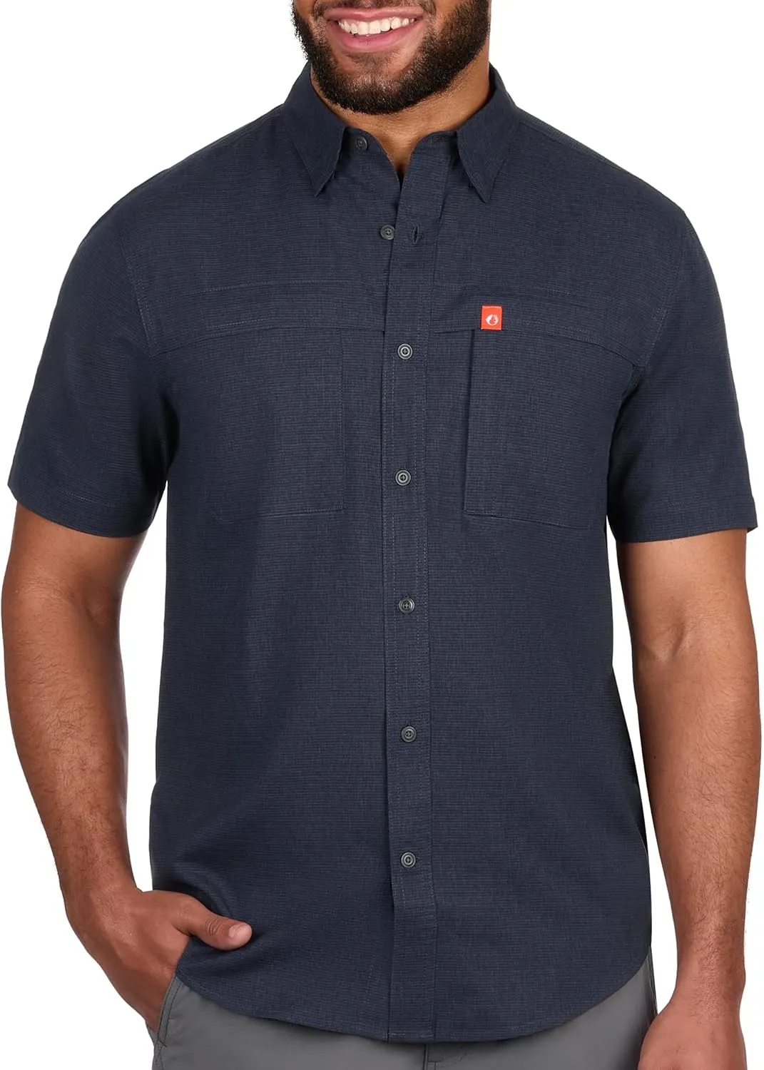 The American Outdoorsman Mens Gradient Stripe Short Sleeve Guide Shirt - Quick-Dry Sun Protection Fishing Shirt for Men