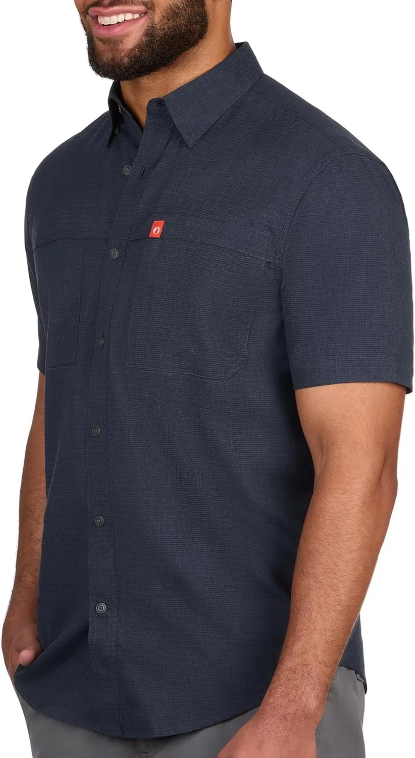 The American Outdoorsman Mens Gradient Stripe Short Sleeve Guide Shirt - Quick-Dry Sun Protection Fishing Shirt for Men