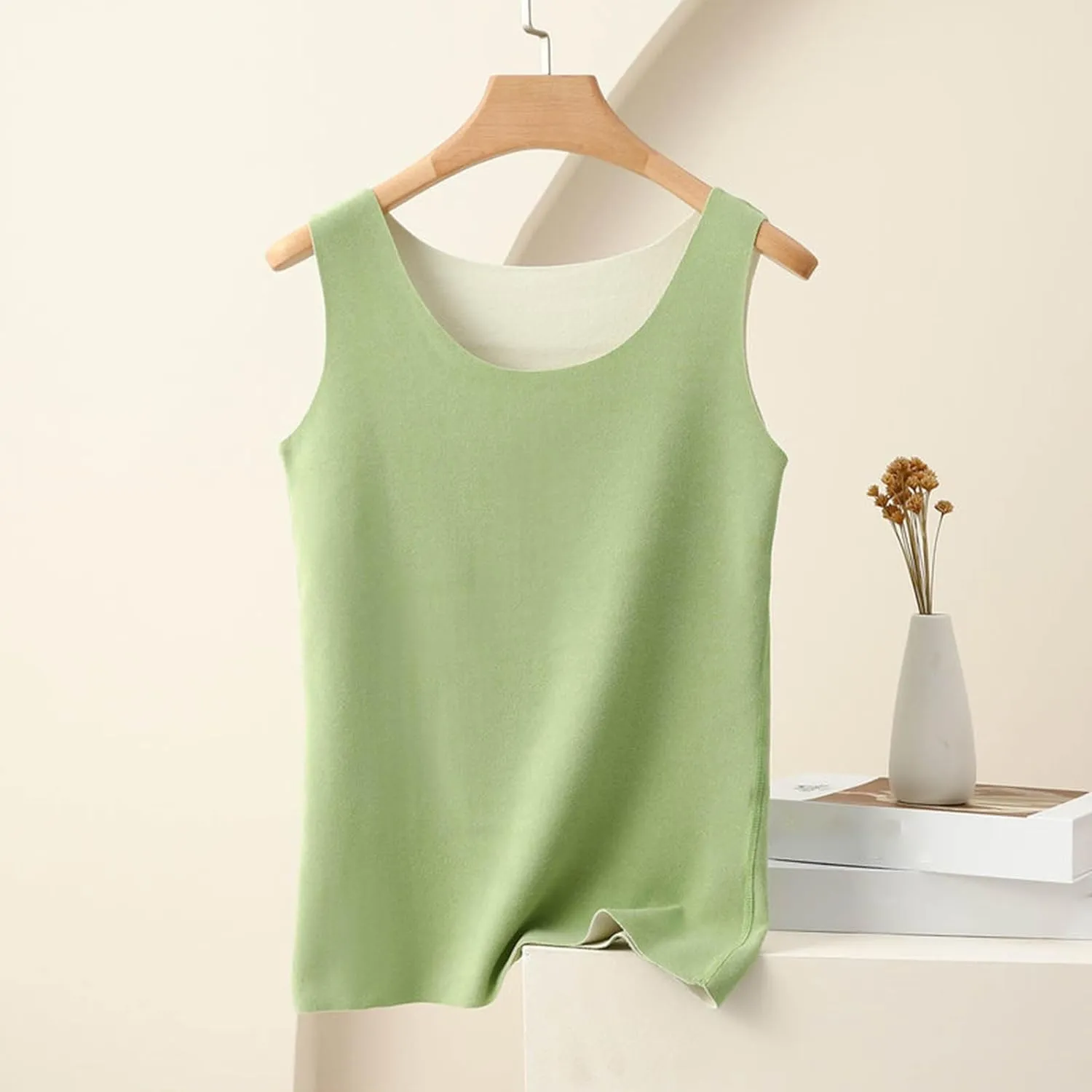 Thermal Tank Top for Women Fleece Lined Thermal Shirt Sleeveless Underwear Top Fleece Lined Camisole Base Layer Vest