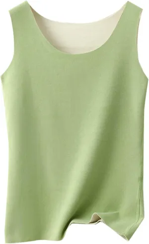 Thermal Tank Top for Women Fleece Lined Thermal Shirt Sleeveless Underwear Top Fleece Lined Camisole Base Layer Vest