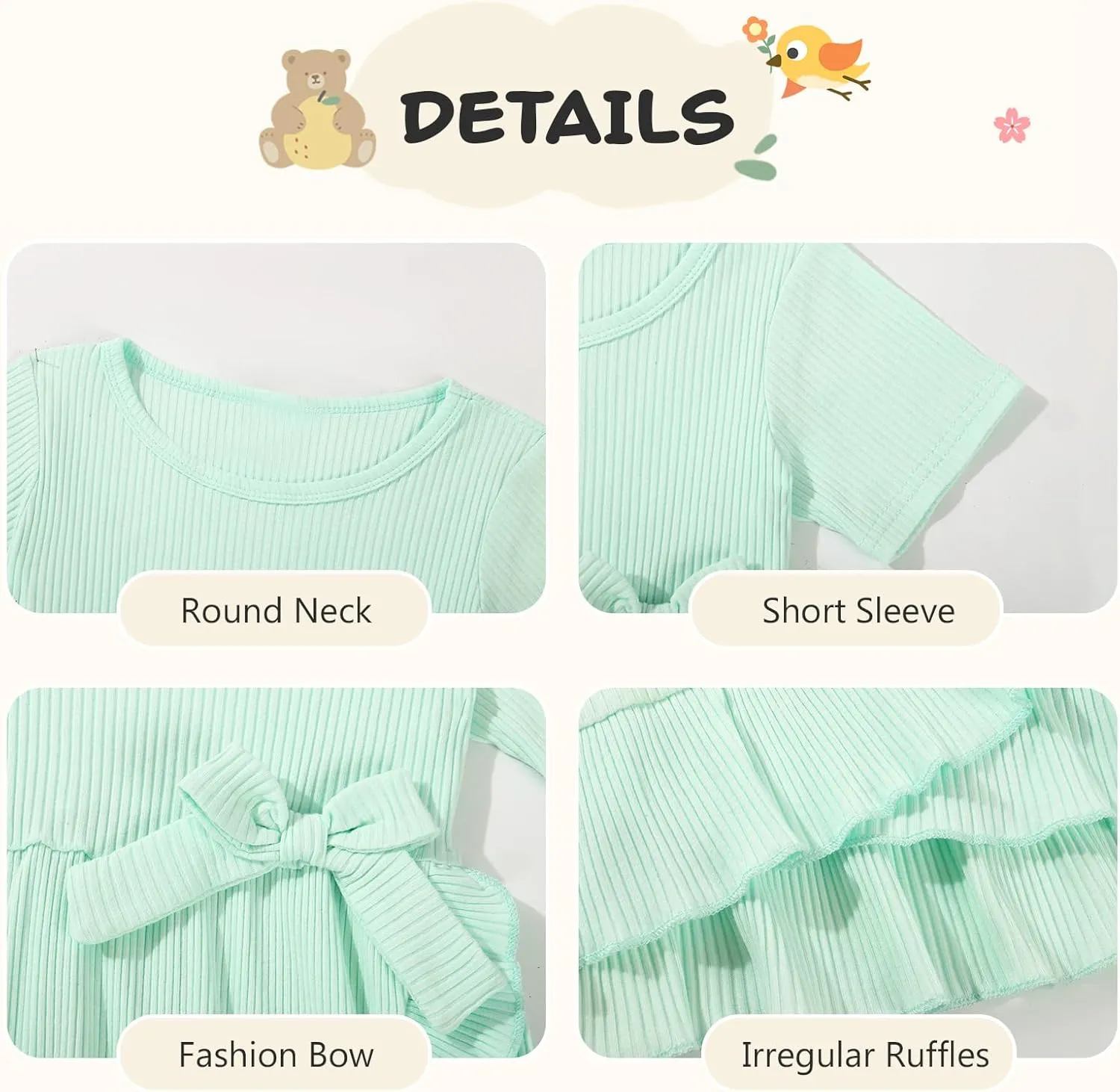 Toddler Girls Dress Cute Short Sleeve with Cotton Summer Dresses Casual Infant Beach Casual Sundress 3-8 Years