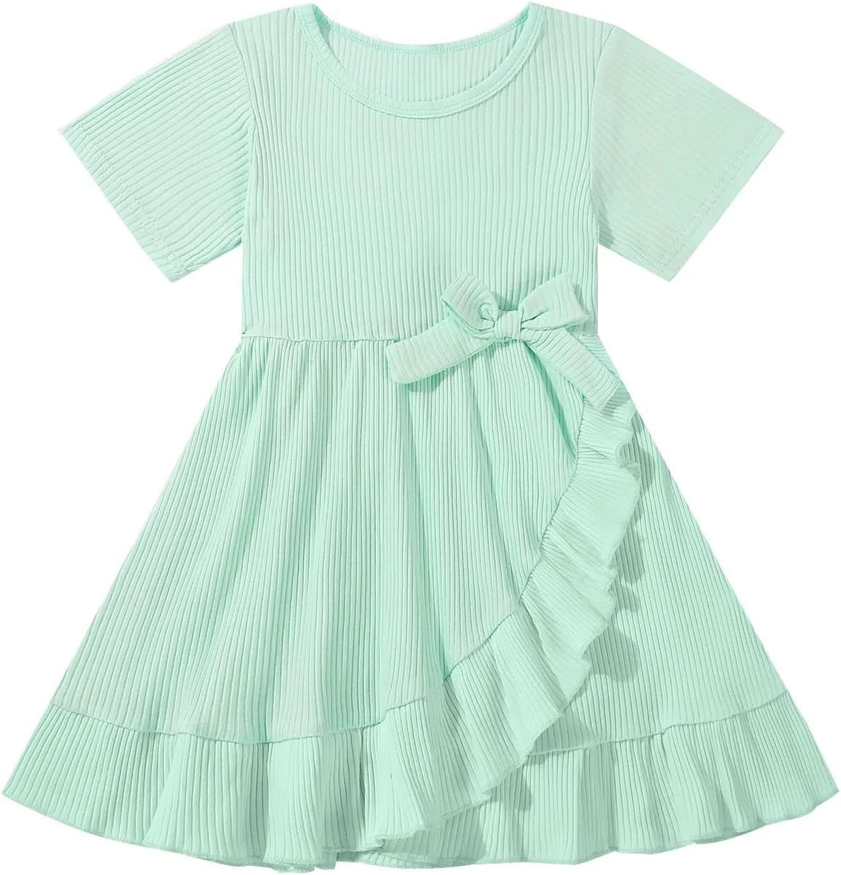 Toddler Girls Dress Cute Short Sleeve with Cotton Summer Dresses Casual Infant Beach Casual Sundress 3-8 Years