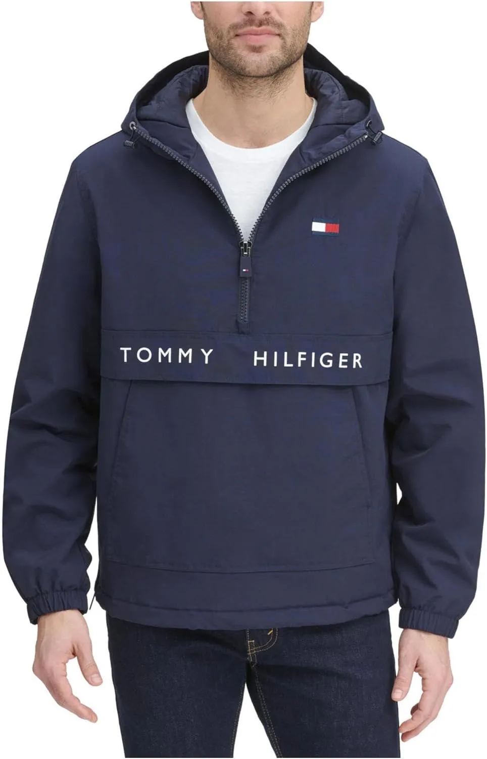 Tommy Hilfiger Mens Performance Taslan Popover Parka Coat