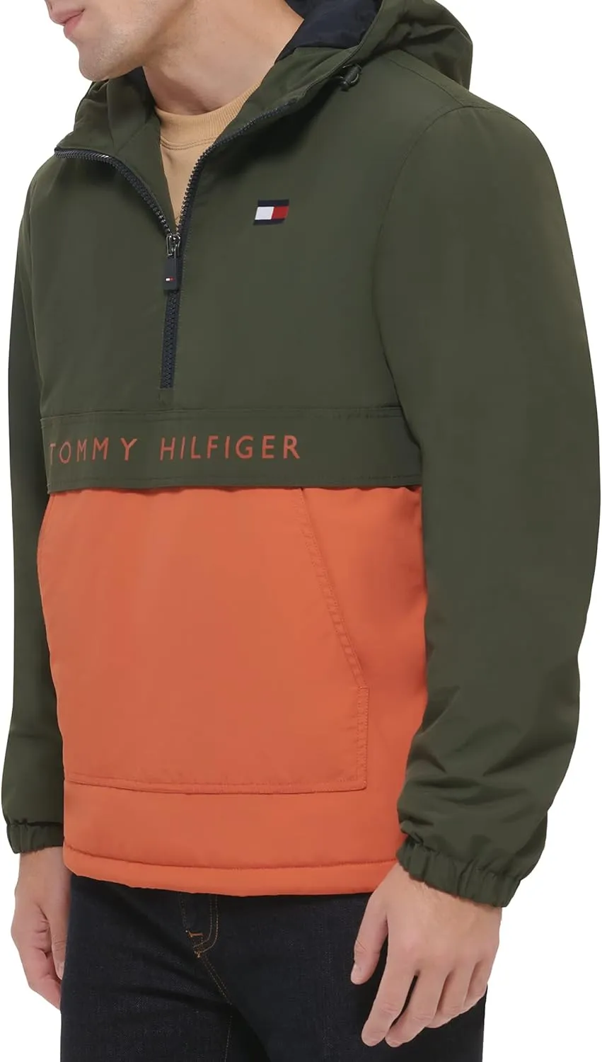Tommy Hilfiger Mens Performance Taslan Popover Parka Coat