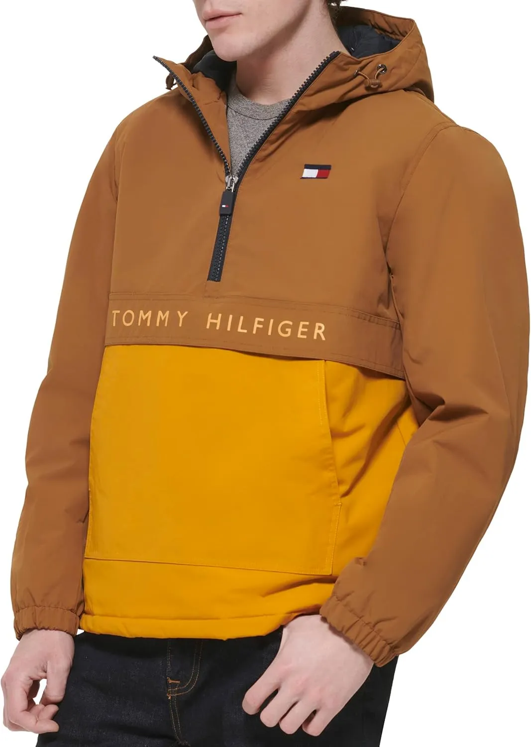 Tommy Hilfiger Mens Performance Taslan Popover Parka Coat