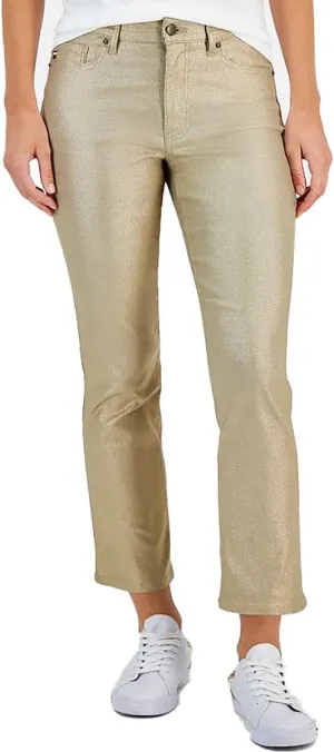 Tommy Hilfiger Womens Tribeca Foil Skinny Casual Trouser Pants