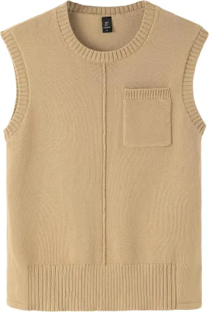 Totatuit Women's Crew Neck Sleeveless Sweater Vest with Pockets 2025 Trendy Ribbed Knit Casual Pullover Tank Tops S-XXL