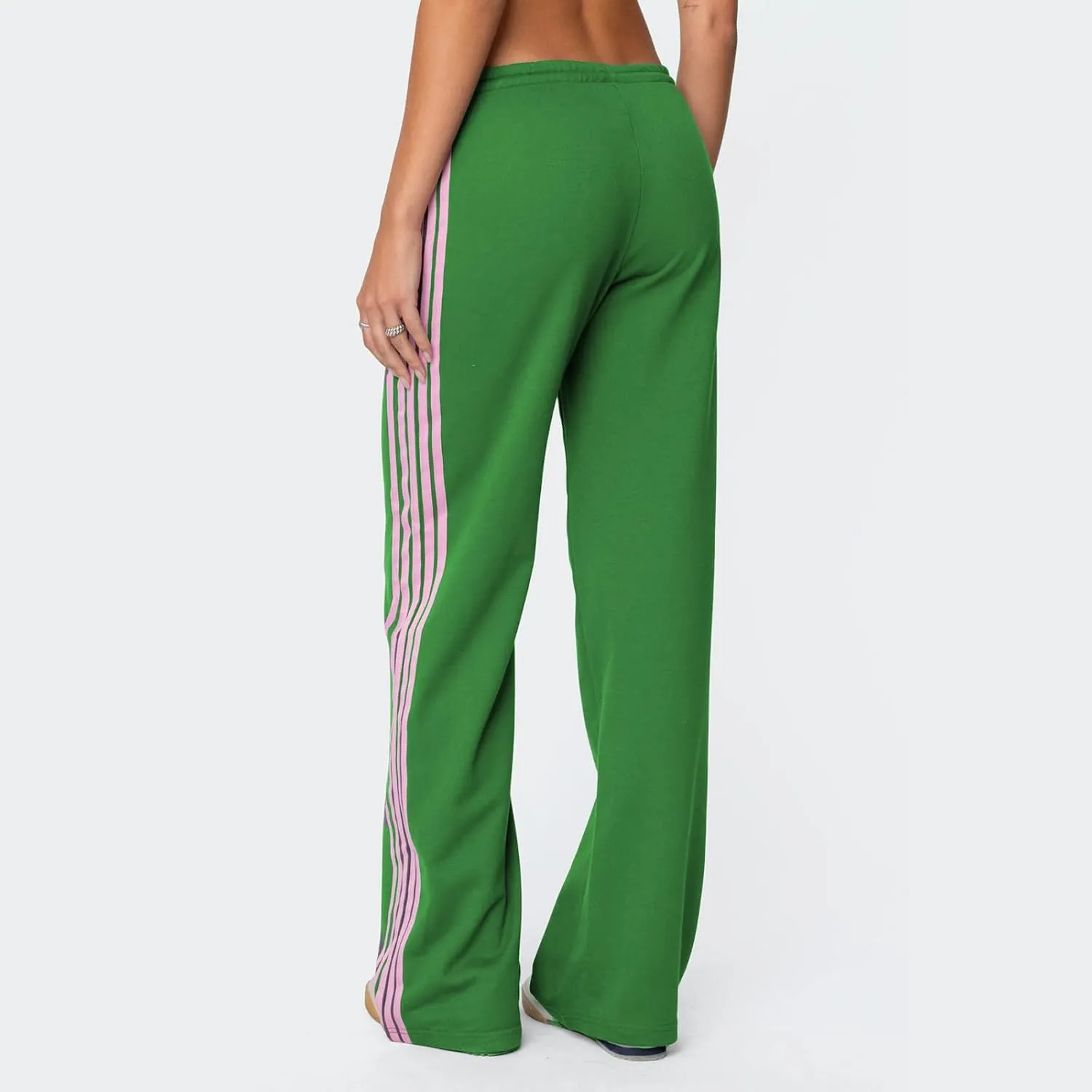Track Pants Women Baggy Pants Drawstring Waist Striped Wide Leg Cargo Trousers Loose Parachute Y2k Sweatpants