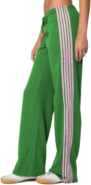 Track Pants Women Baggy Pants Drawstring Waist Striped Wide Leg Cargo Trousers Loose Parachute Y2k Sweatpants