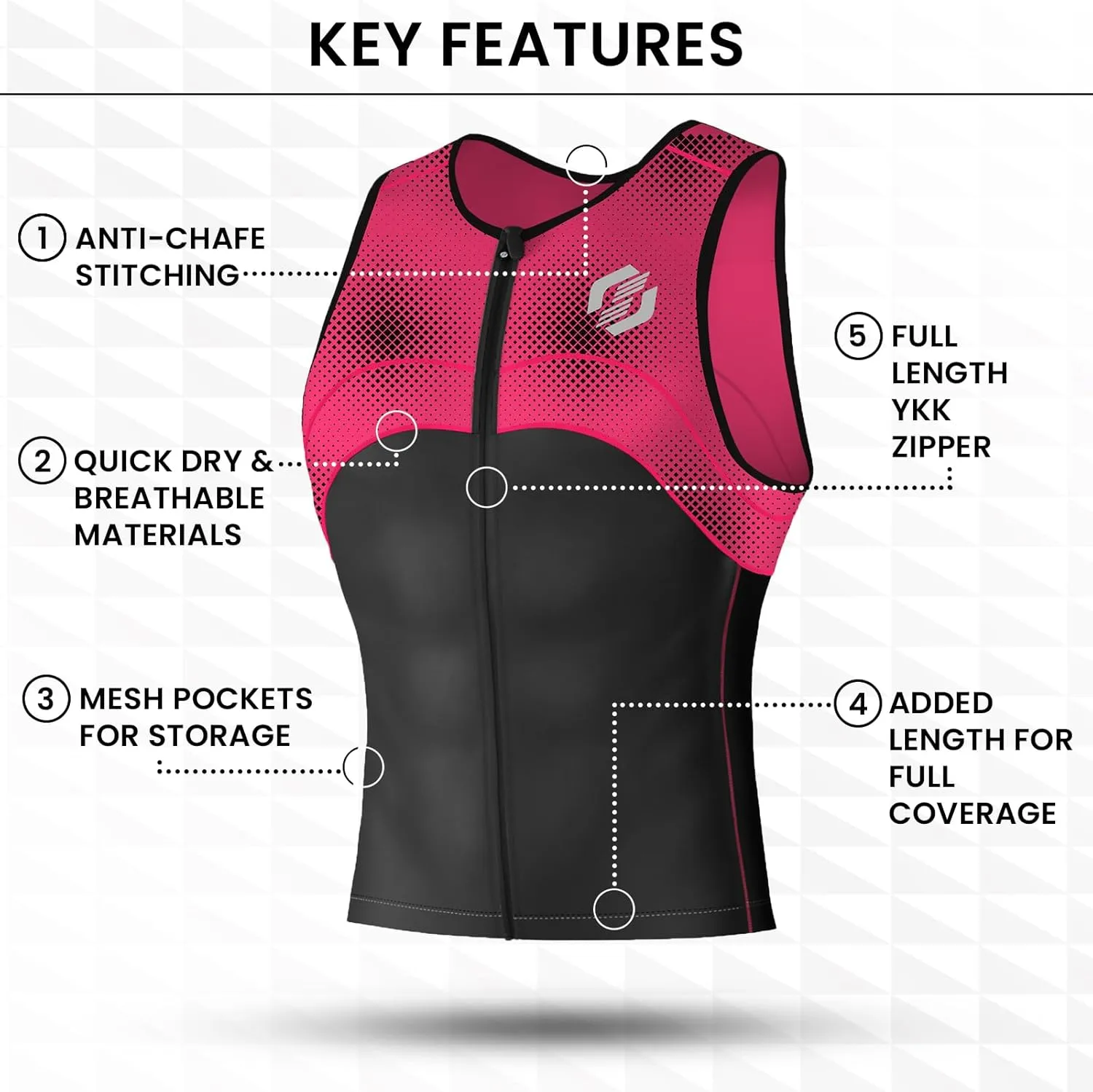 Tri Top Men - Sleeveless Mens Triathlon Top  PRO Premium FX Material - 3 Pocket Triathlon Shirts for Men