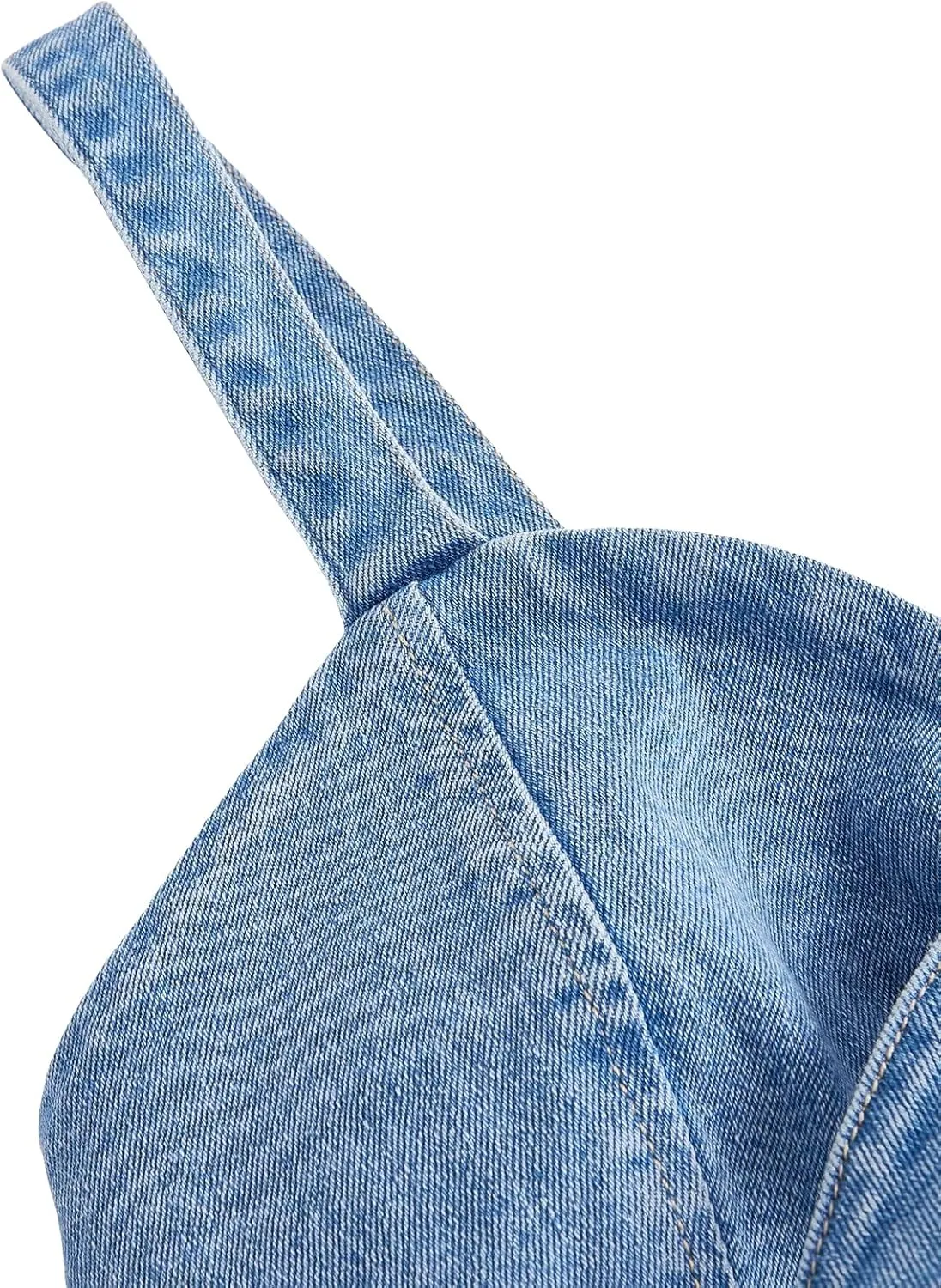 WDIRARA Women's Denim Tie Knot Tank Top Button Decor Sleeveless Y2k Jean Crop Top