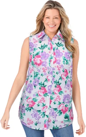 Woman Within Plus Size Perfect Sleeveless Shirt