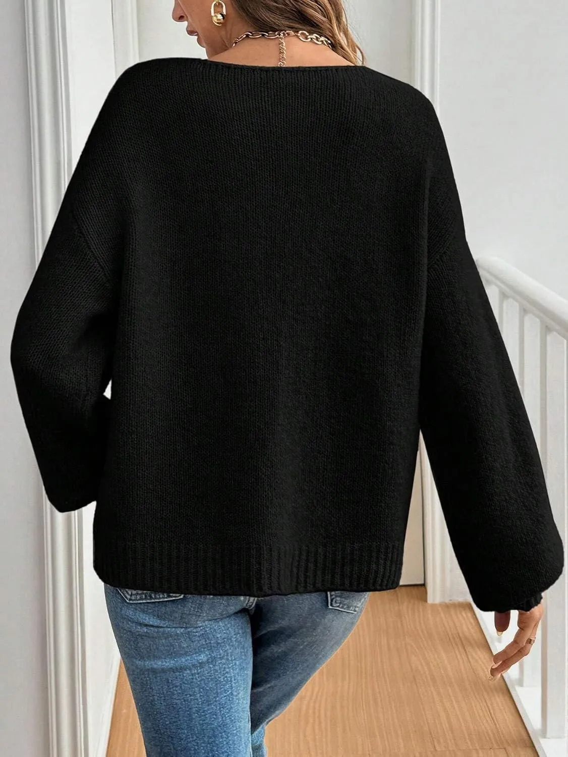 Women Casual Bow Tie Front Cardigan Sweater Solid Crew Neck Long Sleeve Self Tie Open Front Knit Sweater Top Fall