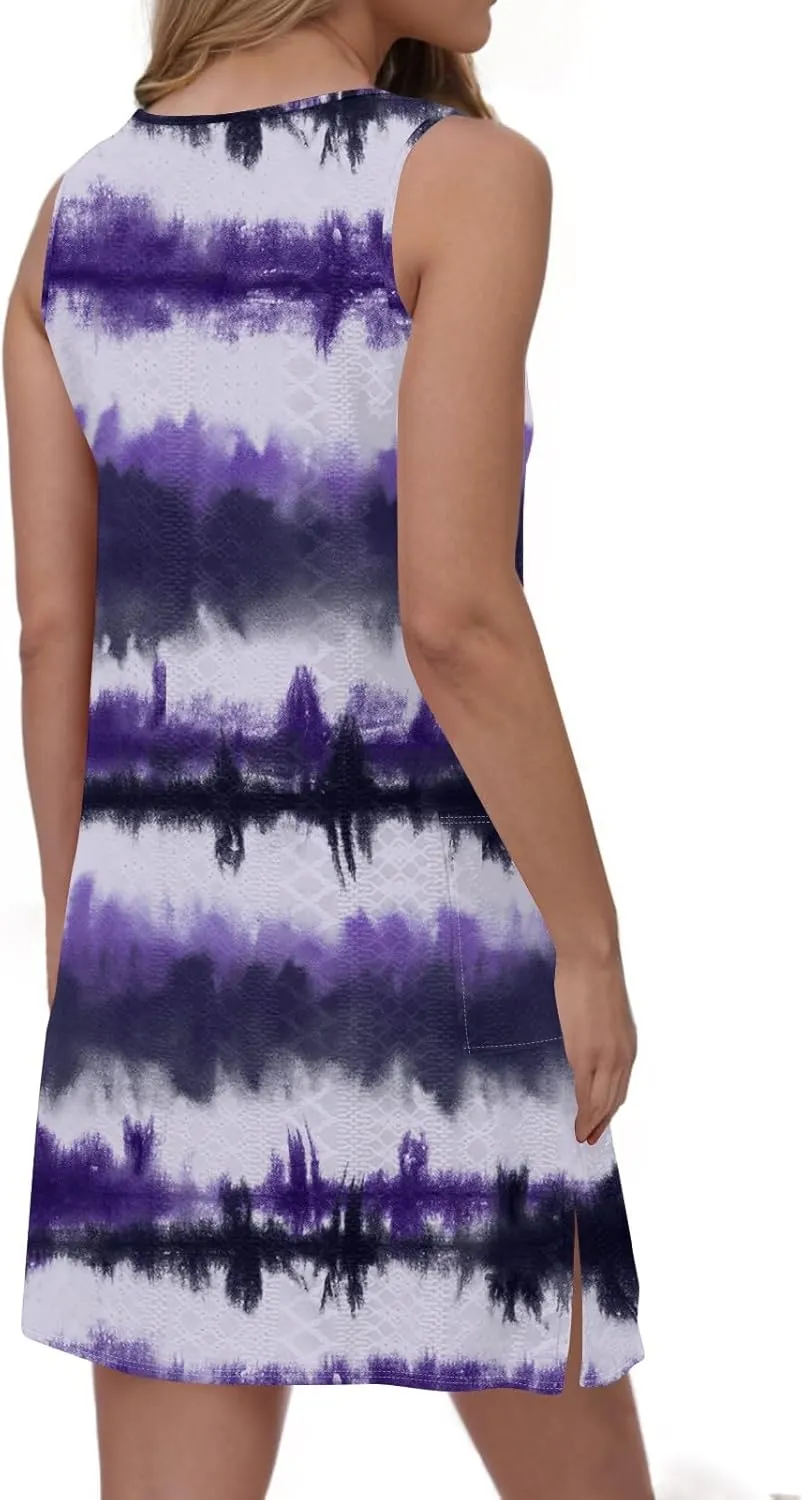 Women Casual Crew Neck Dress Floral Hawaiian Beach Sleeveless Tank Dresses 2025 Spring Summer Vacation Sundress