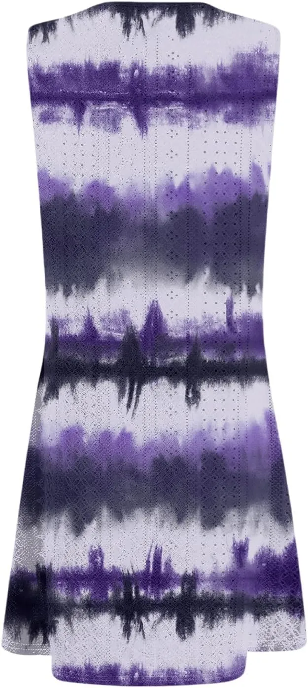 Women Casual Crew Neck Dress Floral Hawaiian Beach Sleeveless Tank Dresses 2025 Spring Summer Vacation Sundress