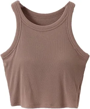 Women Short Camisole Round Neck Sexy Tight Crop Tops Elastic Party Top Solid Color Summer Tank Top