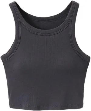 Women Short Camisole Round Neck Sexy Tight Crop Tops Elastic Party Top Solid Color Summer Tank Top