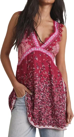 Women Summer Bohemian Floral Mini Dress Sleeveless Deep V Neck Short Beach Dress Y2k Lace Trim Flower Sundress