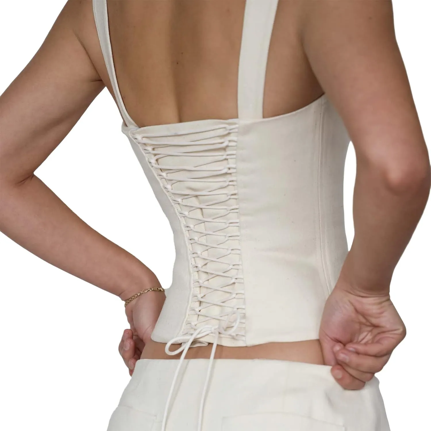 Women Vintage Low Cut Cami Top Sexy Spaghetti Strap Slim Fit Camisole Backless Tank Top Y2k Streetwear