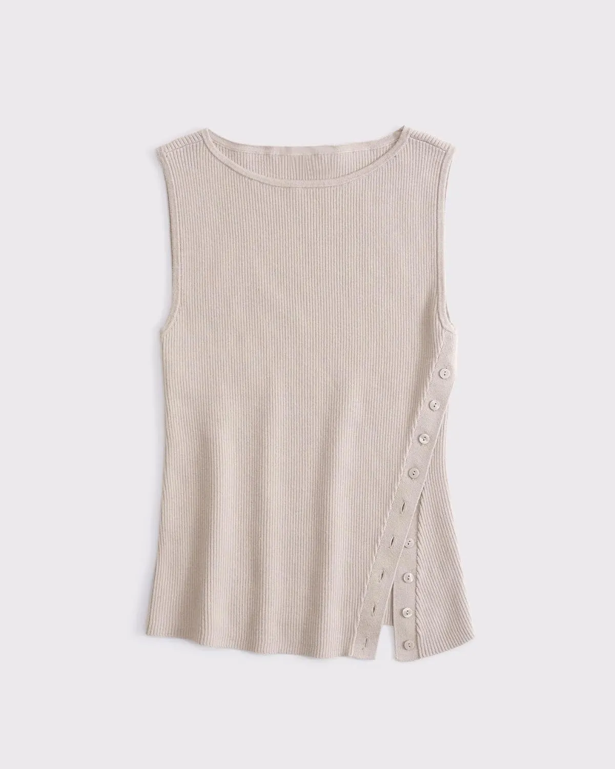 Womens Asymmetric Side Button Sweater Vest Y2k Sleeveless Boat Neck Side Split Sweater Trendy Ribbed Knit Tank Top