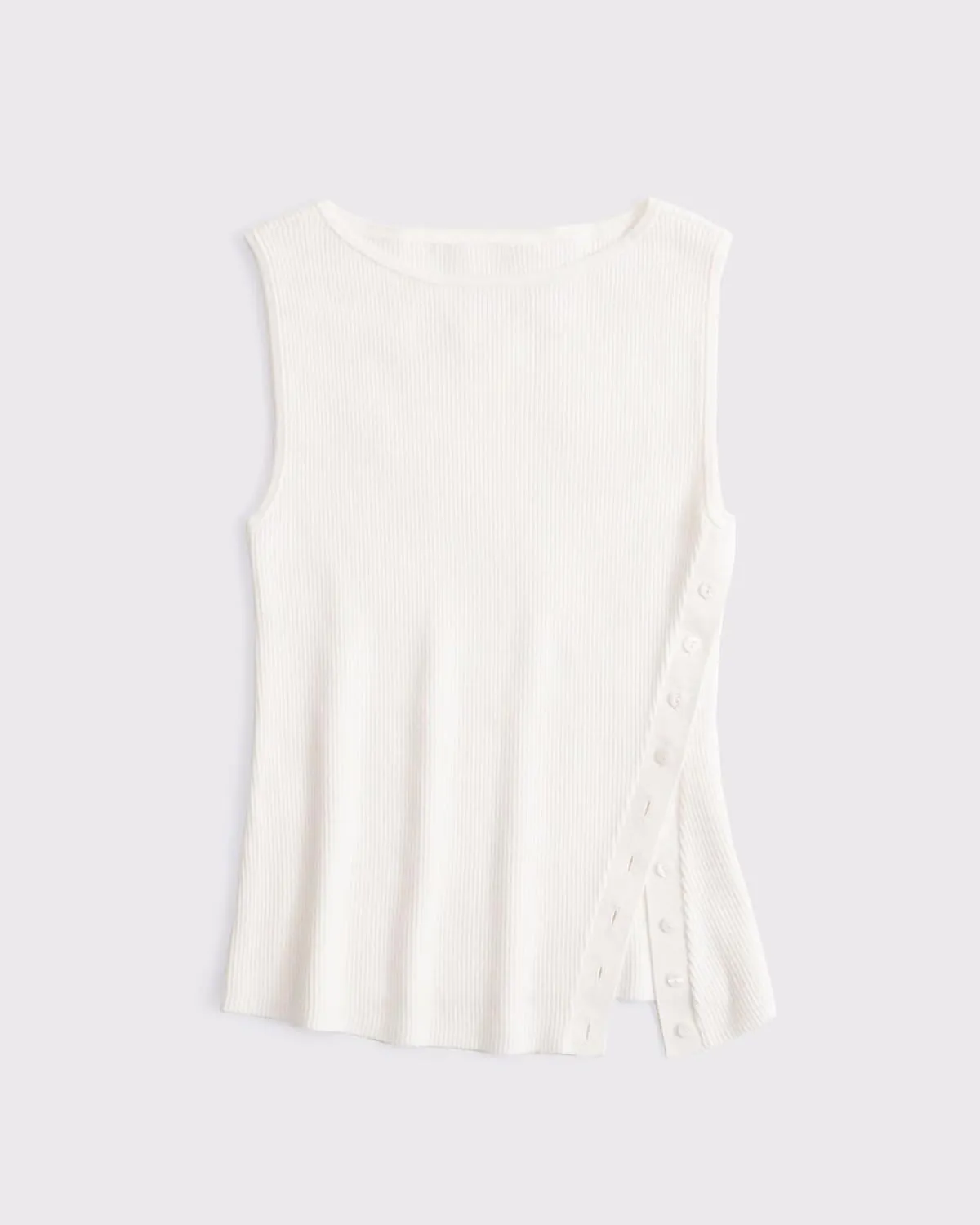 Womens Asymmetric Side Button Sweater Vest Y2k Sleeveless Boat Neck Side Split Sweater Trendy Ribbed Knit Tank Top