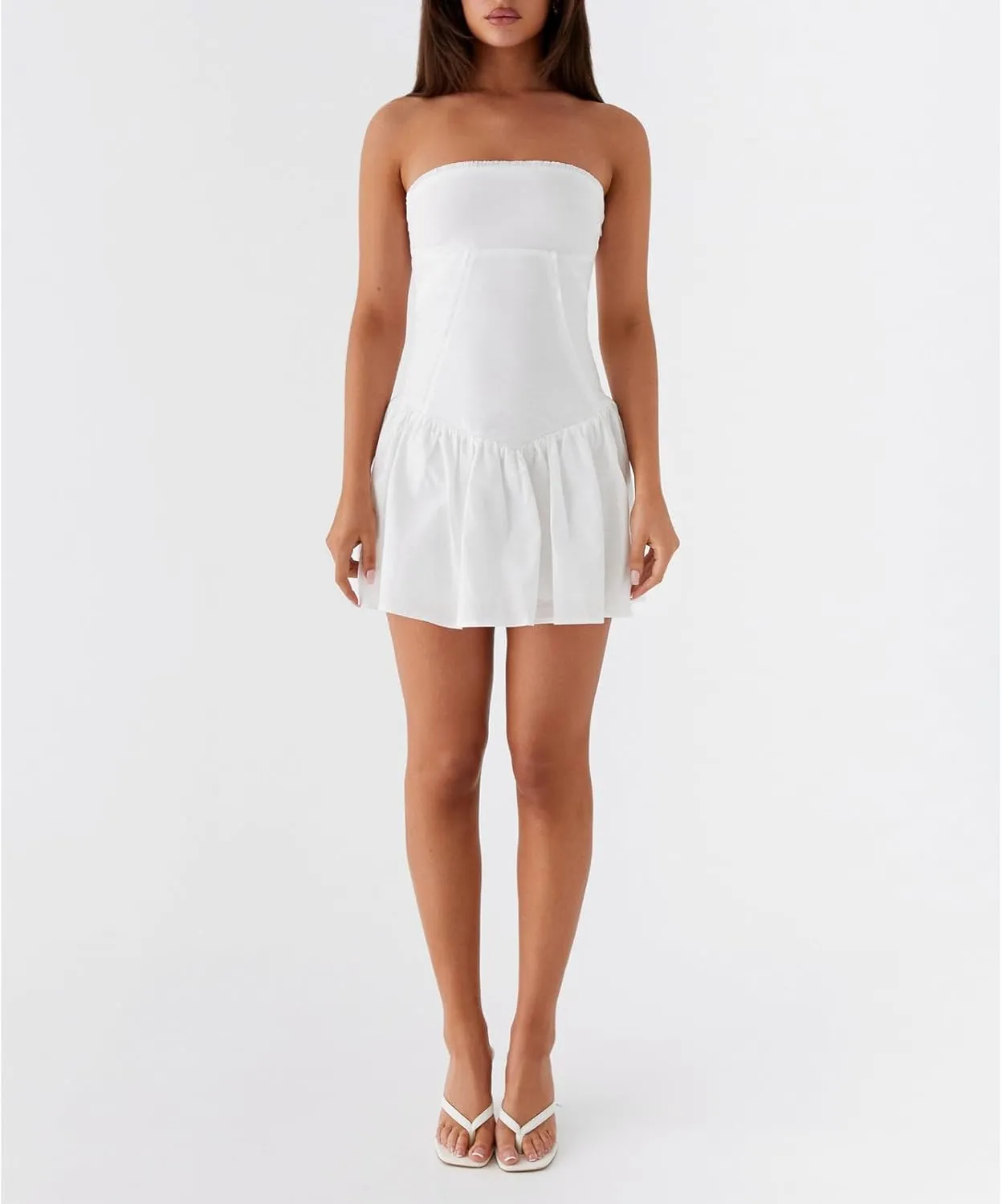 Womens Boho Floral Tube Strapless Mini Bodycon Dress Ruched Backless Going Out Ruffle Bandeau Short Dresses Summer
