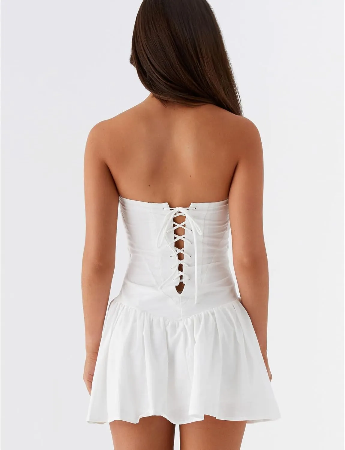 Womens Boho Floral Tube Strapless Mini Bodycon Dress Ruched Backless Going Out Ruffle Bandeau Short Dresses Summer
