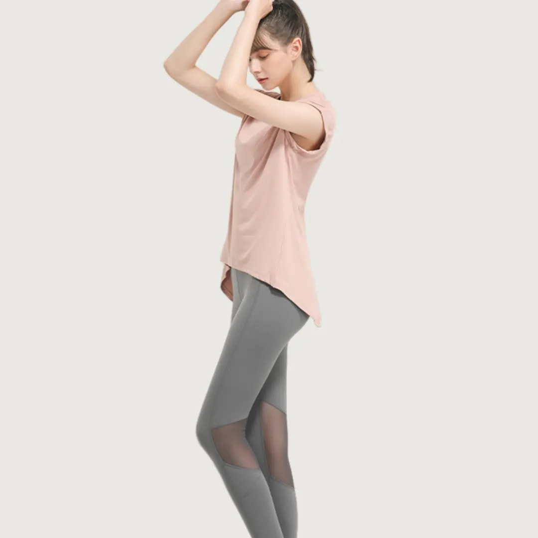 Women's Breathable Workout T-Shirt Backless Yoga Top,Quick-Dry Running Shirt with Curved Hem,S-XL