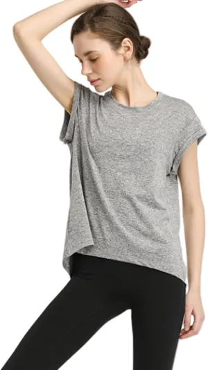 Women's Breathable Workout T-Shirt Backless Yoga Top,Quick-Dry Running Shirt with Curved Hem,S-XL