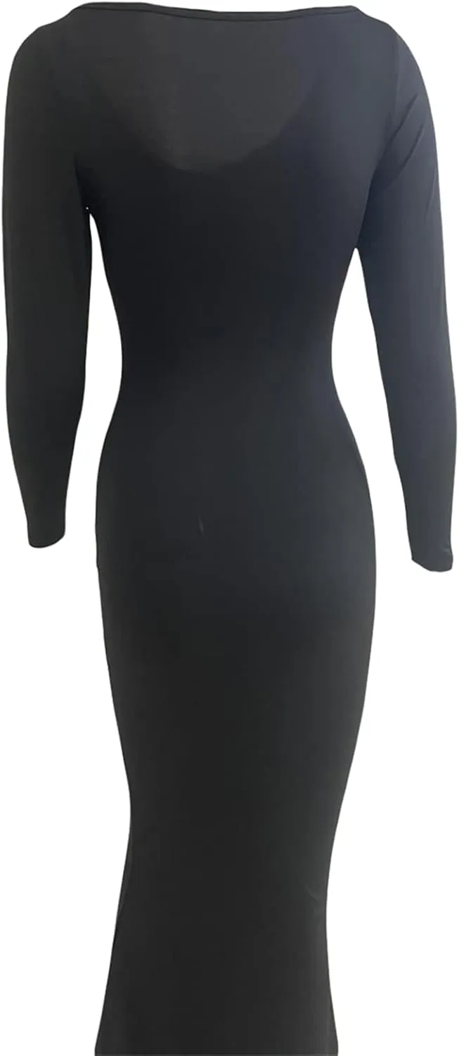Women's Casual Solid Color Long Dress Sexy Sleeveless Bodycon Maxi Dresses Summer Elegant Party Club Streetwear