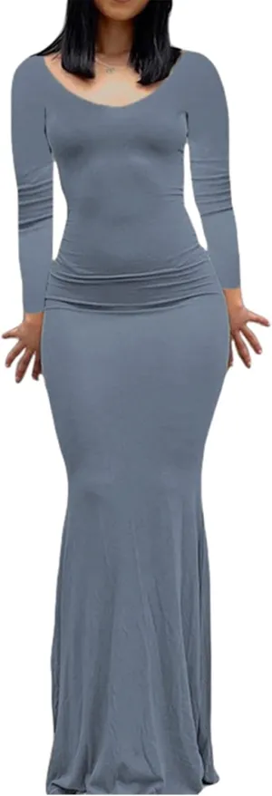 Women's Casual Solid Color Long Dress Sexy Sleeveless Bodycon Maxi Dresses Summer Elegant Party Club Streetwear