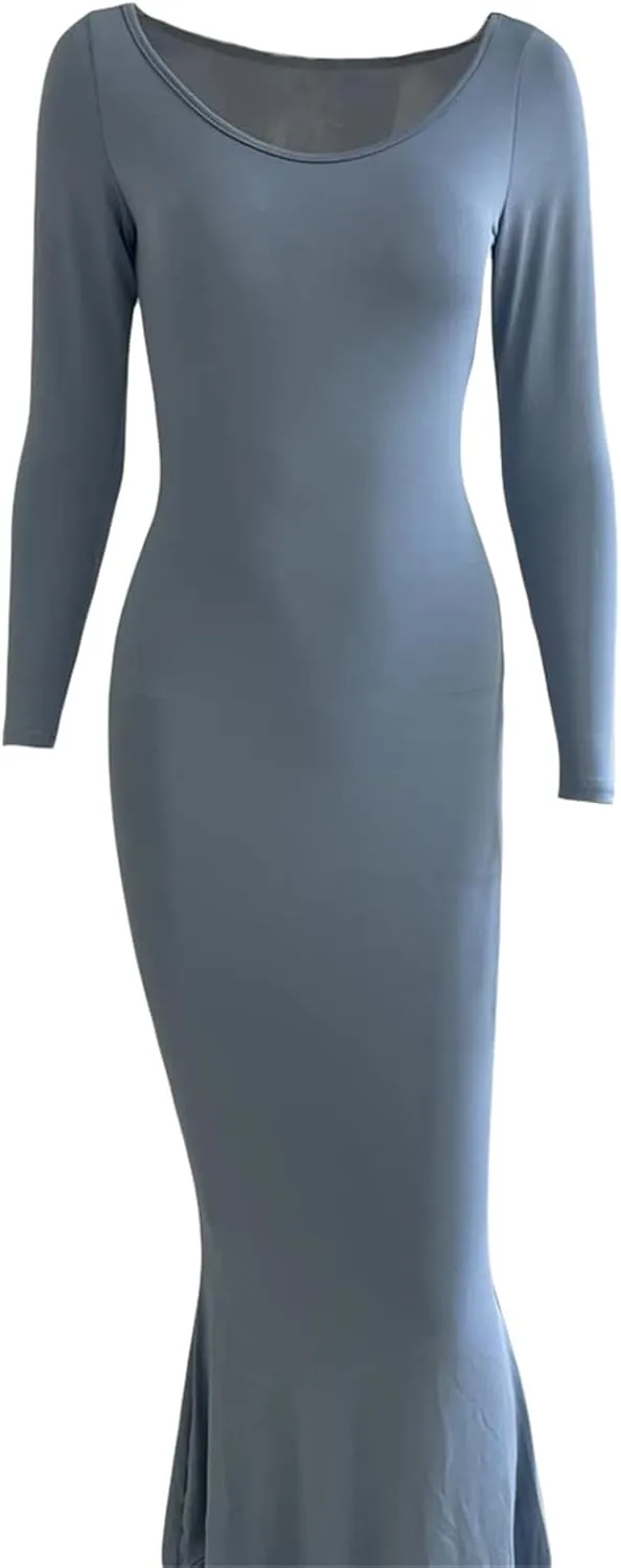 Women's Casual Solid Color Long Dress Sexy Sleeveless Bodycon Maxi Dresses Summer Elegant Party Club Streetwear