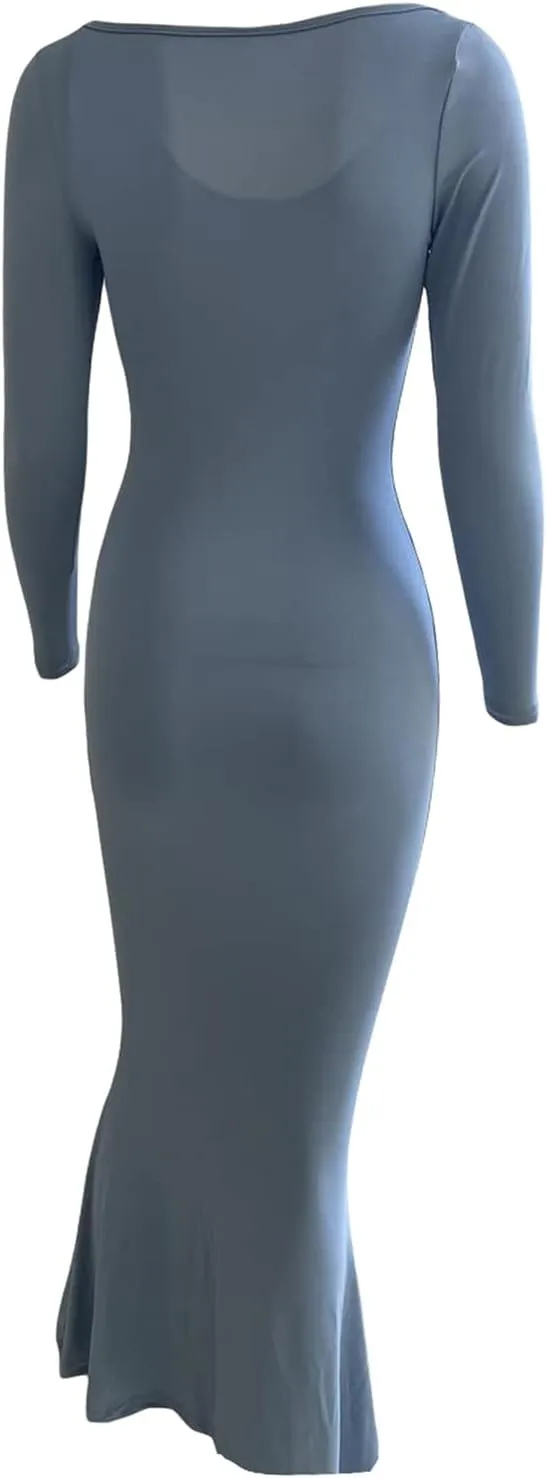 Women's Casual Solid Color Long Dress Sexy Sleeveless Bodycon Maxi Dresses Summer Elegant Party Club Streetwear
