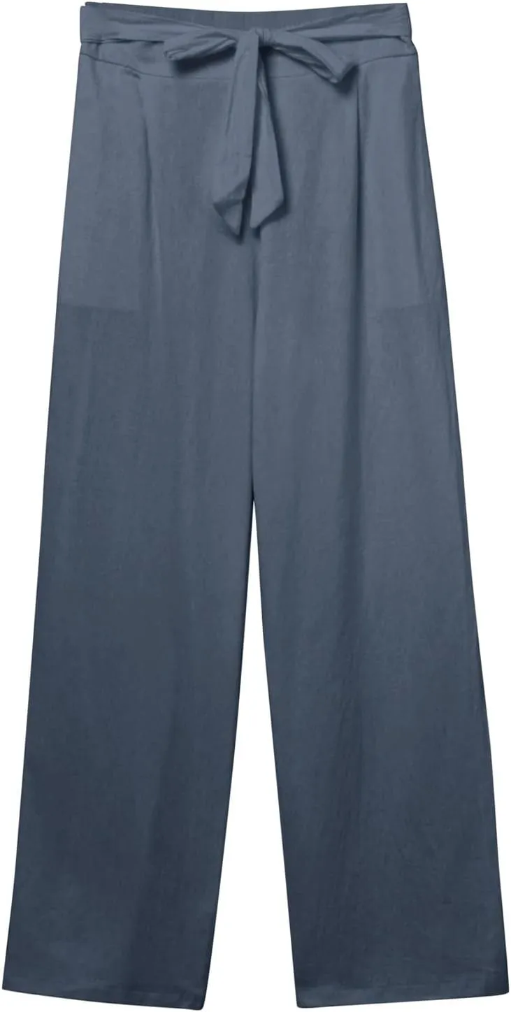 Women's Cotton Linen Summer Casual Loose Palazzo Lounge Pants Elastic Waist Lounge Pants Loose Fit Palazzo