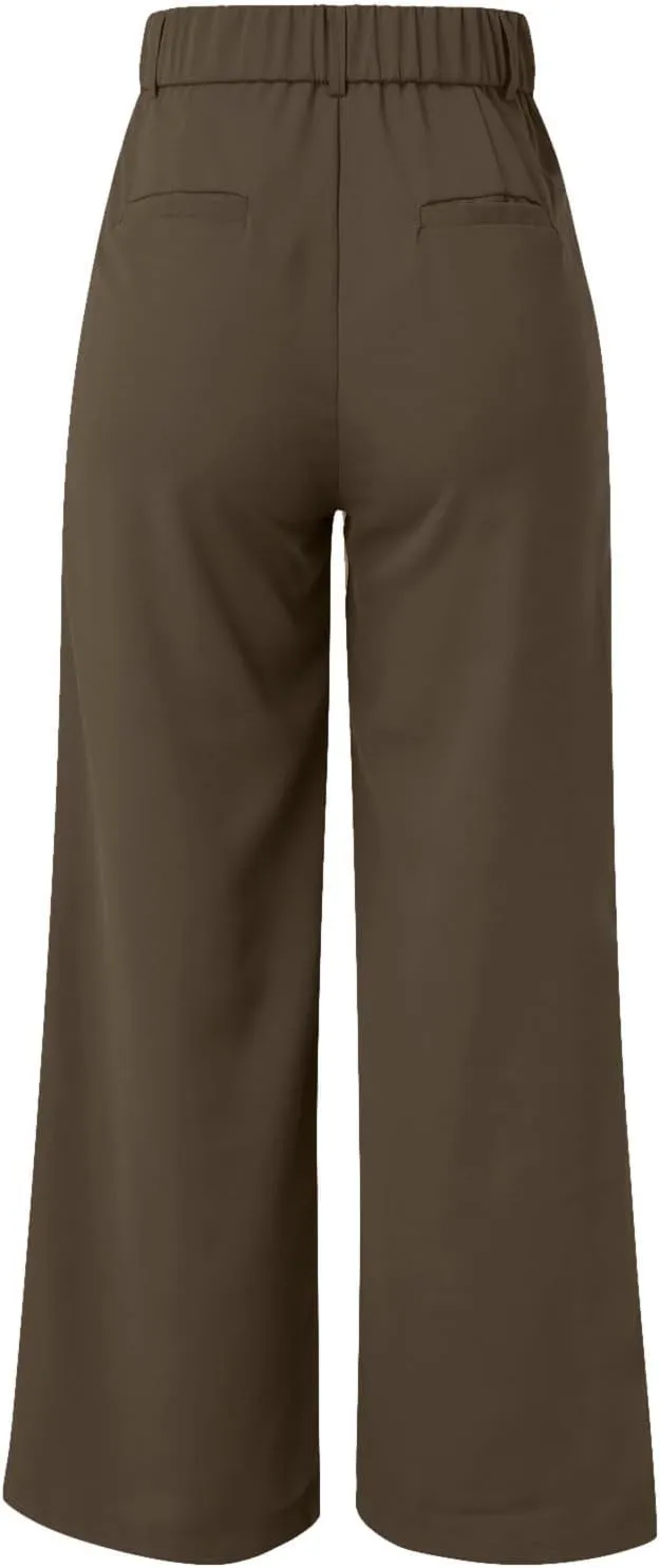 Women's Cotton Linen Summer Fashion Pants Elastic Waist Long Lounge Slim Fit Trouser Trendy