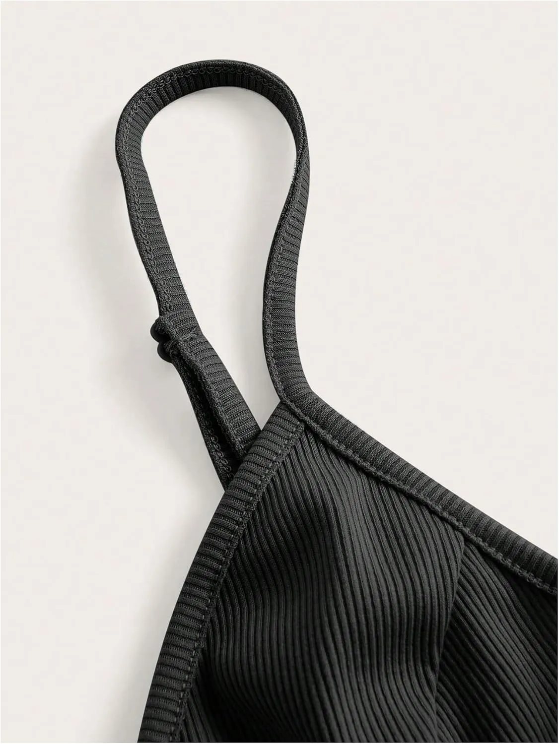 Women's Deep V Neck Crop Camisole Top Spaghetti Strap Patched Ribbed Knit Rave Cami Top