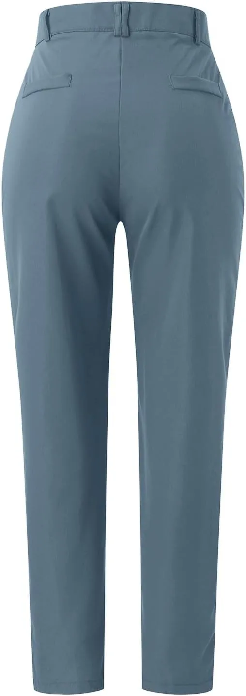 Womens Elegant Casual Daily Straight Leg Casual Pants Suit Pants Solid Color Zipper Button Trousers High Waist