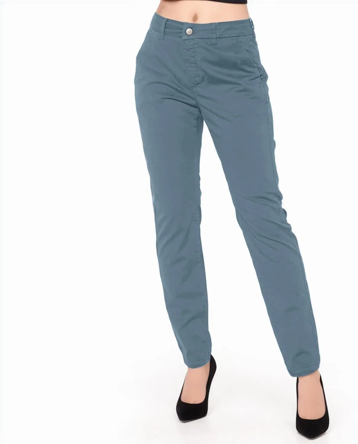 Womens Elegant Casual Daily Straight Leg Casual Pants Suit Pants Solid Color Zipper Button Trousers High Waist
