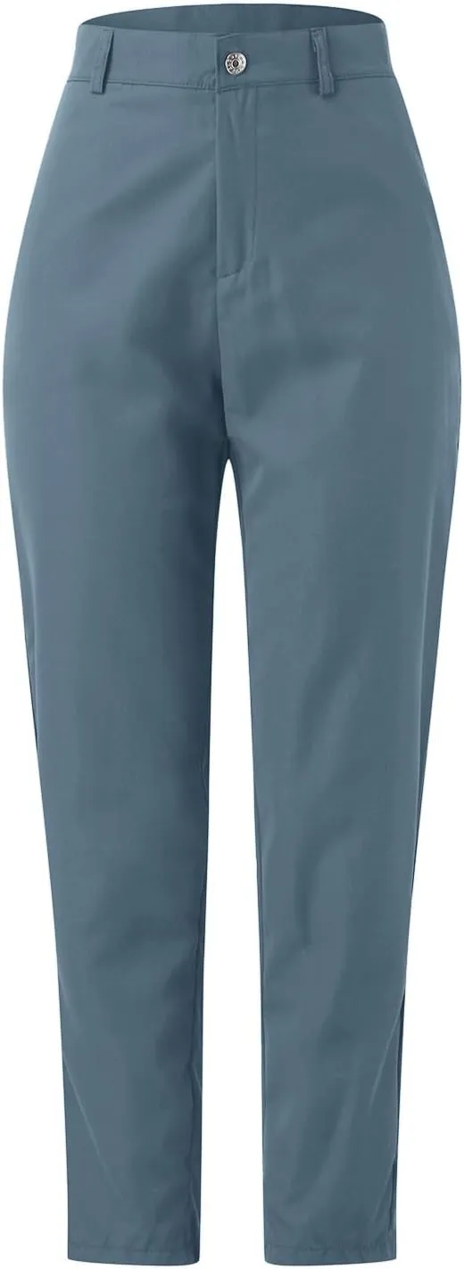 Womens Elegant Casual Daily Straight Leg Casual Pants Suit Pants Solid Color Zipper Button Trousers High Waist