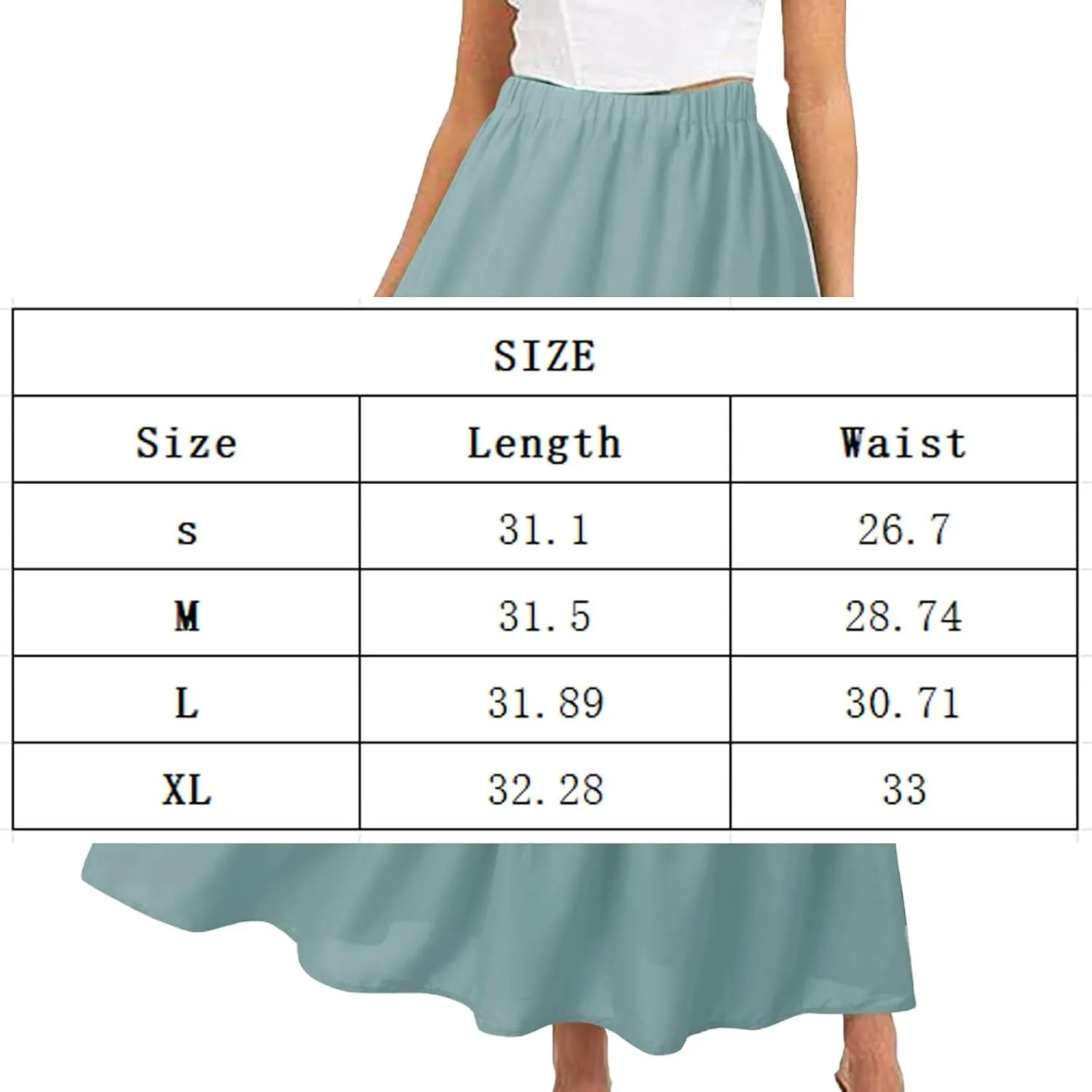 Women's High Elastic Waist Midi Skirt Casual Summer Trendy, Front Flowy Ruffle Boho Midi Skirts for Women