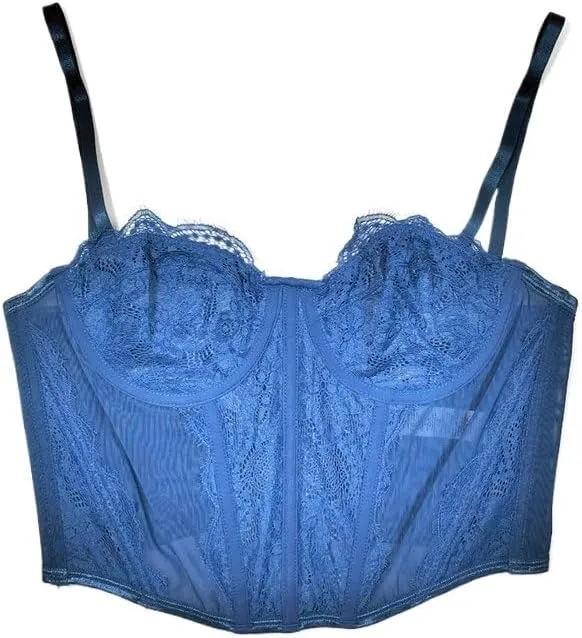 Women's Lace Camisole Top with Bottoming Top Waist Mesh Chest Wrap Thin Underwear for Women(Blue,38c)