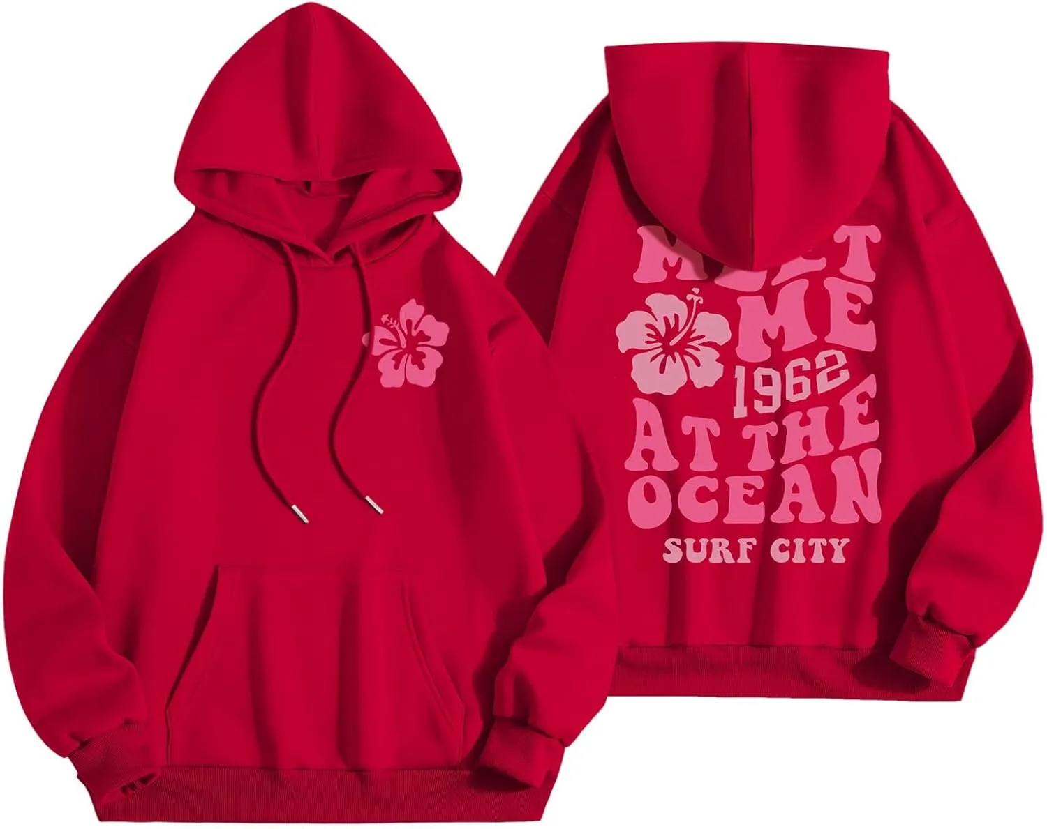 Womens Letter Print Graphic Hoodies Y2K 2025 Oversized Cute Preppy Long Sleeve Drawstring Sweatshirt with Pocket