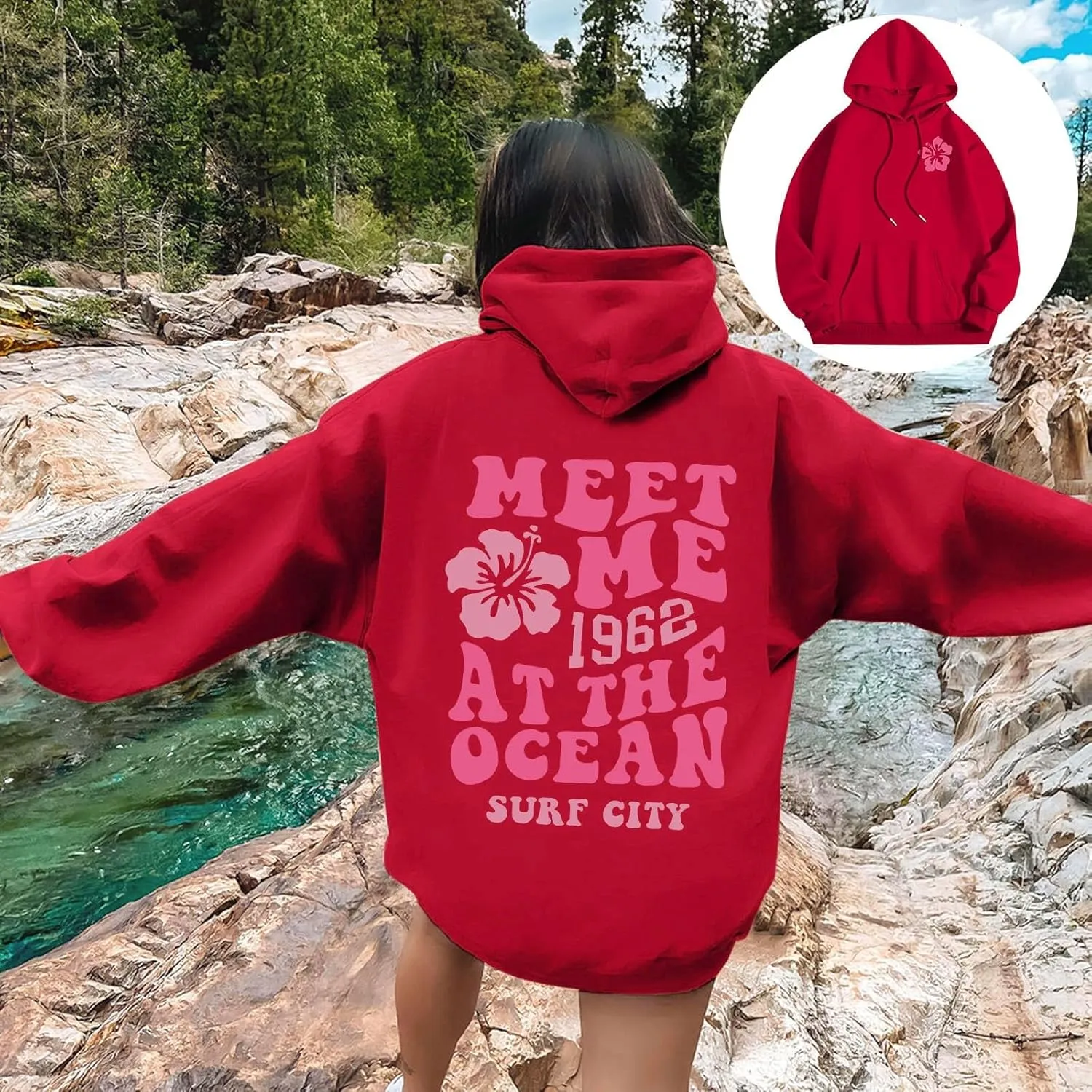 Womens Letter Print Graphic Hoodies Y2K 2025 Oversized Cute Preppy Long Sleeve Drawstring Sweatshirt with Pocket