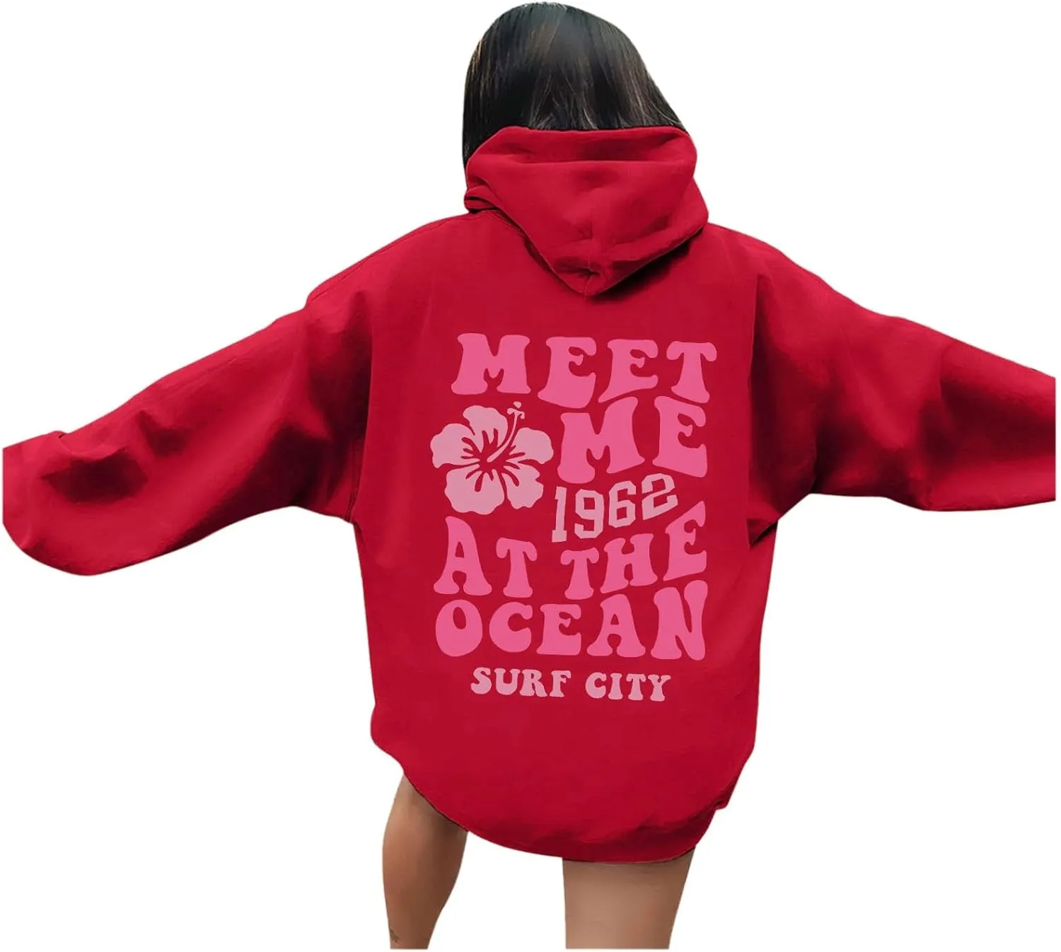 Womens Letter Print Graphic Hoodies Y2K 2025 Oversized Cute Preppy Long Sleeve Drawstring Sweatshirt with Pocket