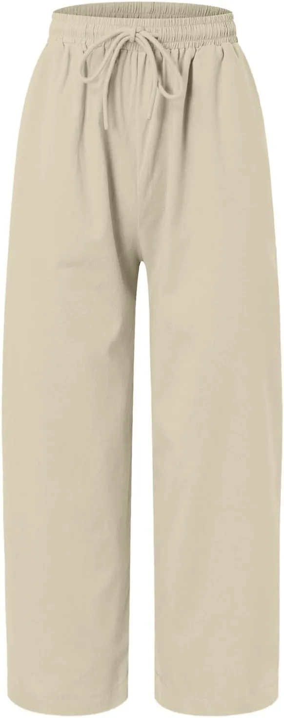 Womens Linen Summer Letter Patched Palazzo Pants Low Waist Stretchy Straight Slim Fit Palazzo Pants Office
